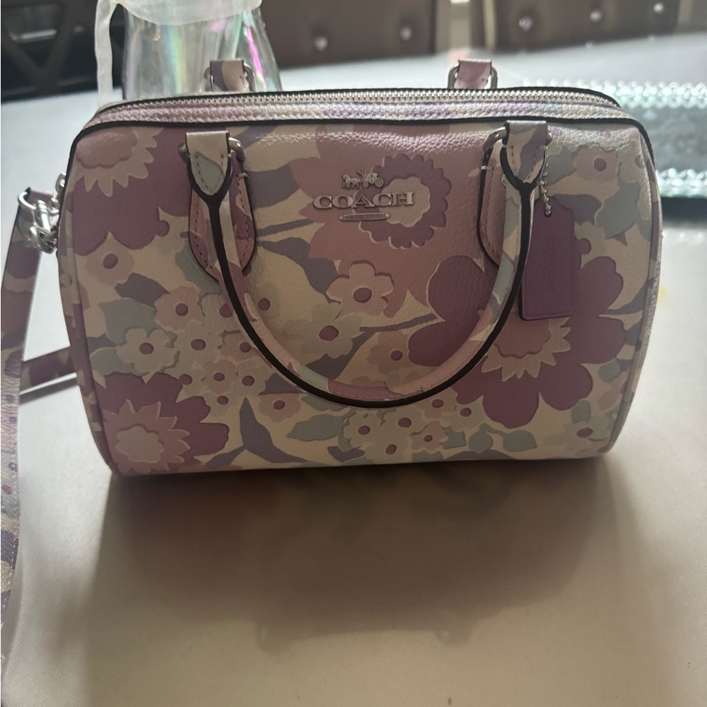 Coach Pink and Cream Floral Satchel